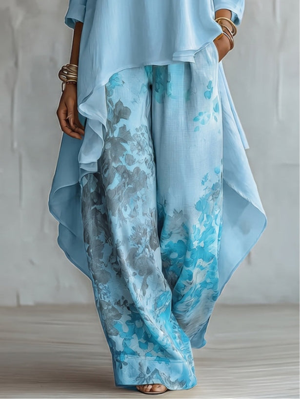 Saskia | Asymmetric Top & Wide-Leg Trouser Set