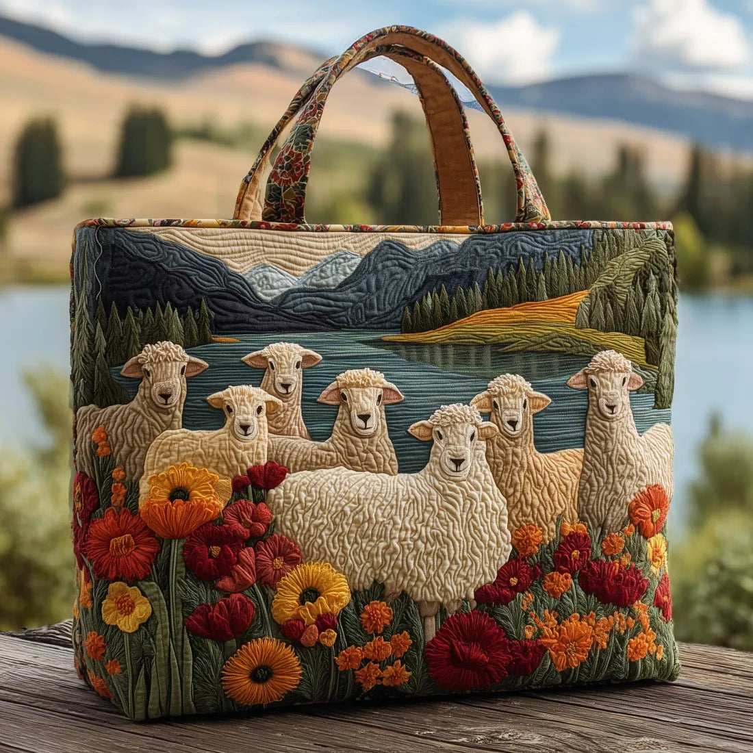 Olivia | Sheep Print Padded Tote