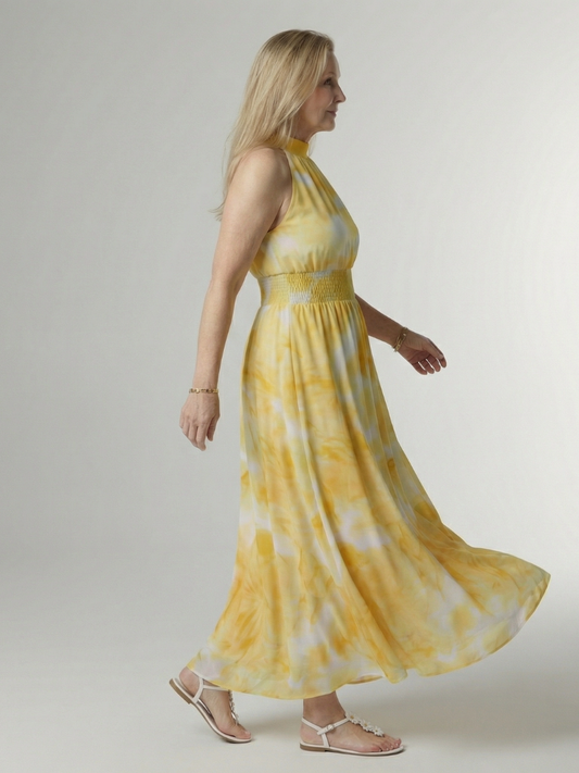 Drielle | Gathered Halter Midi Dress