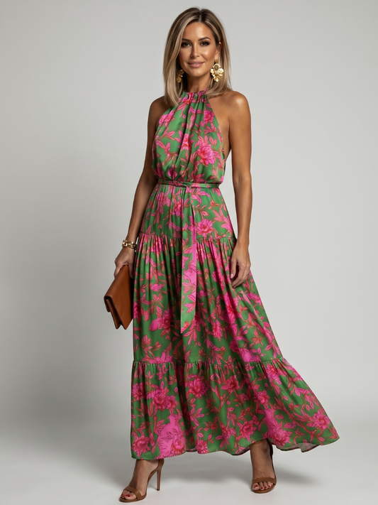 Sylvara | Draped Halter Midi Dress