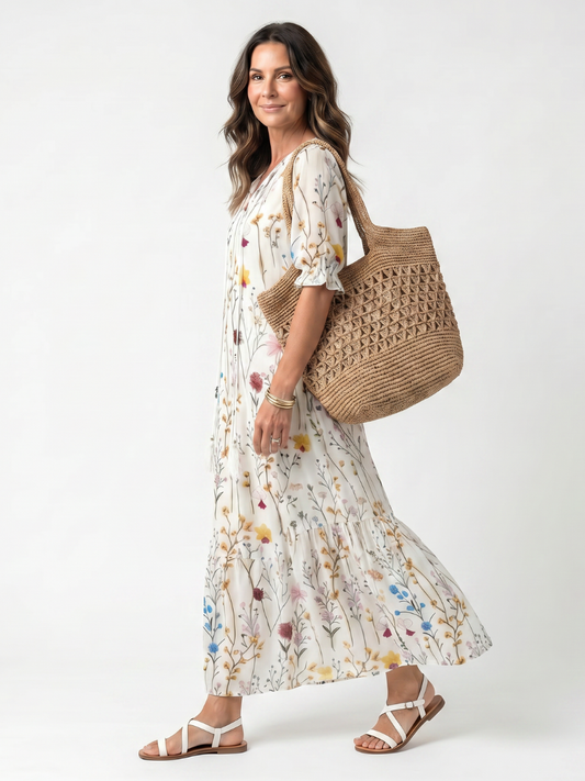 Sylvie | Botanical Tassel Midi Dress
