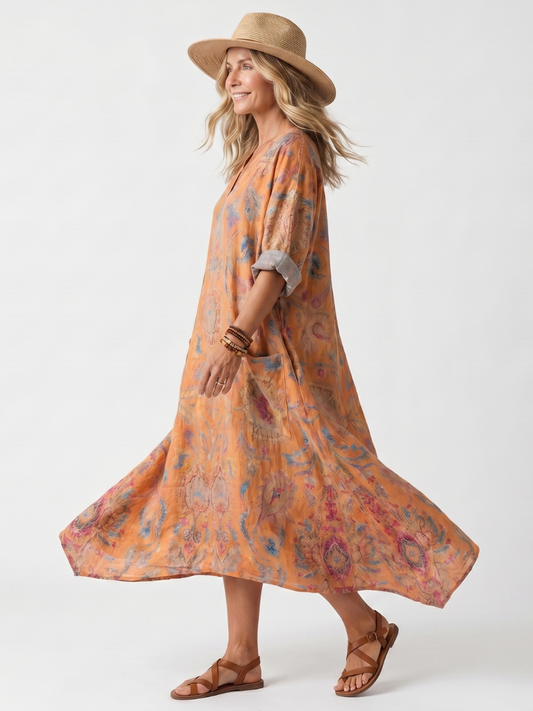 Remi | Printed Pocket Midi Dress