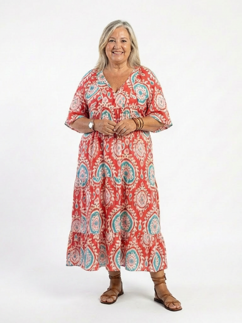 Zaria | Paisley V-Neck Midi Dress