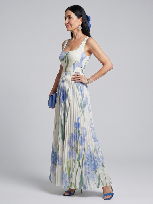 Felice | Sleeveless Square Neck Floral Print Midi Dress