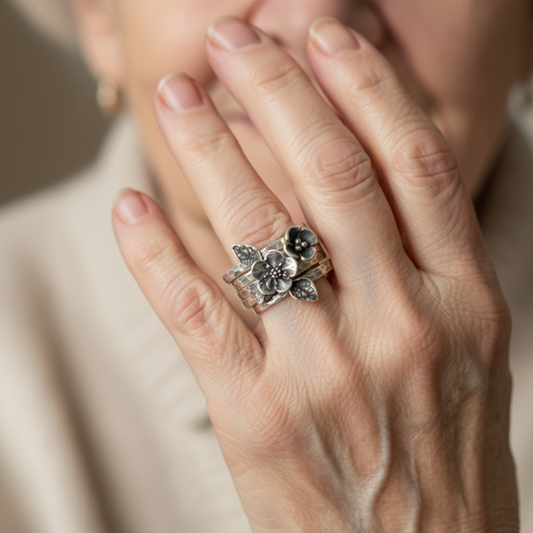 Silver Petal Layer Ring