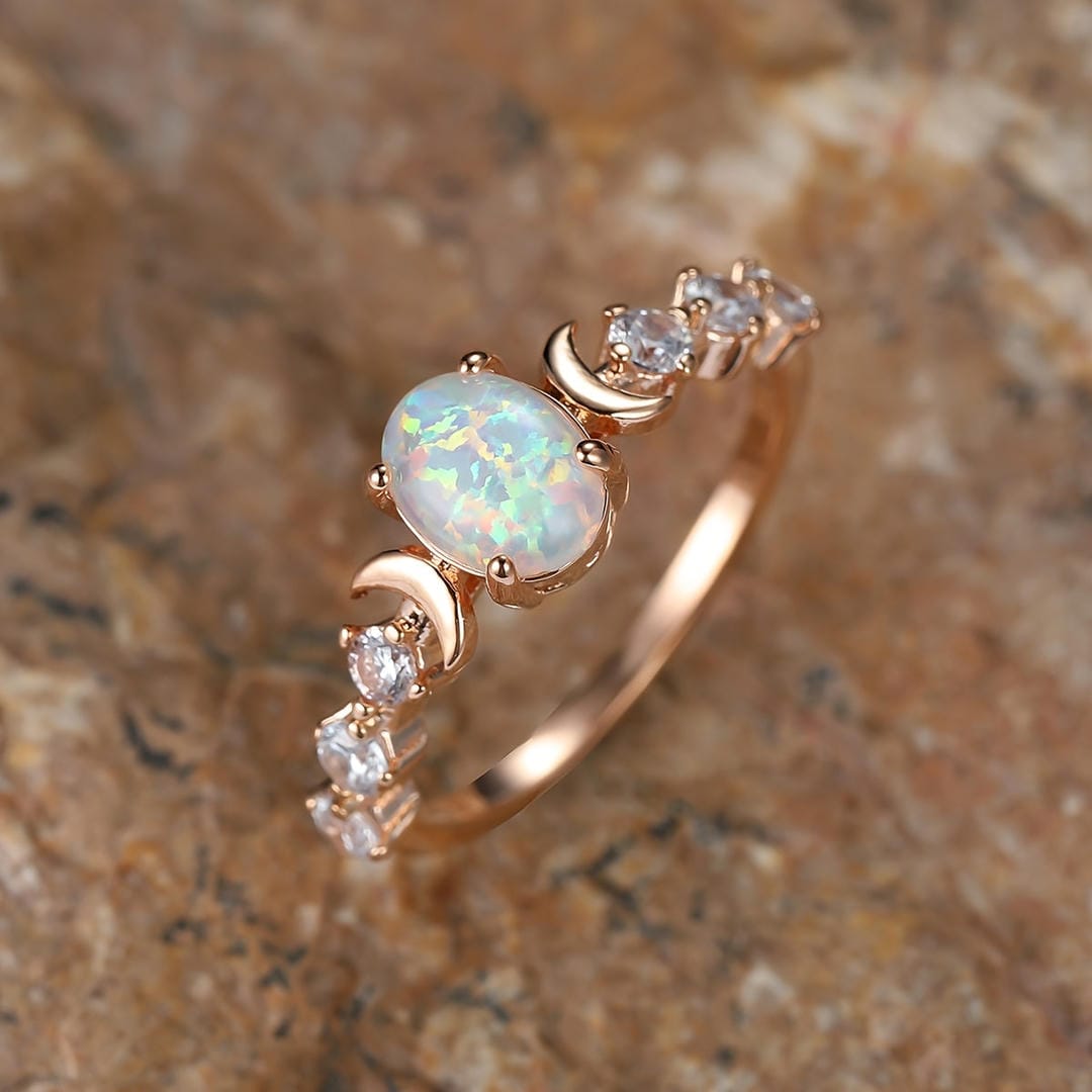Opal Moonstone Ring