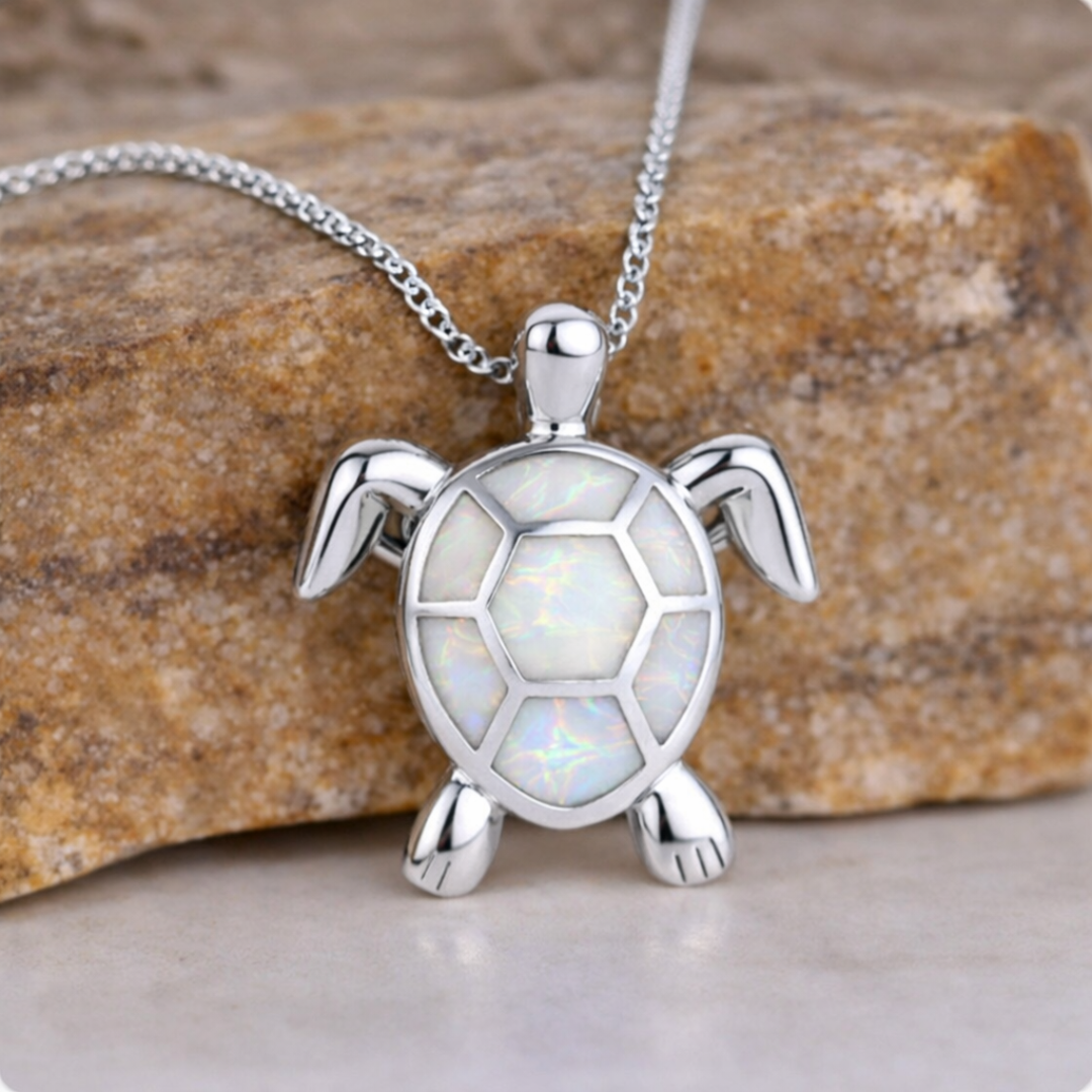 Vintage Opal Turtle Necklace
