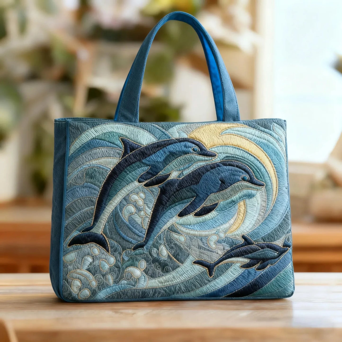 Delphine | Dolphin Print Padded Tote