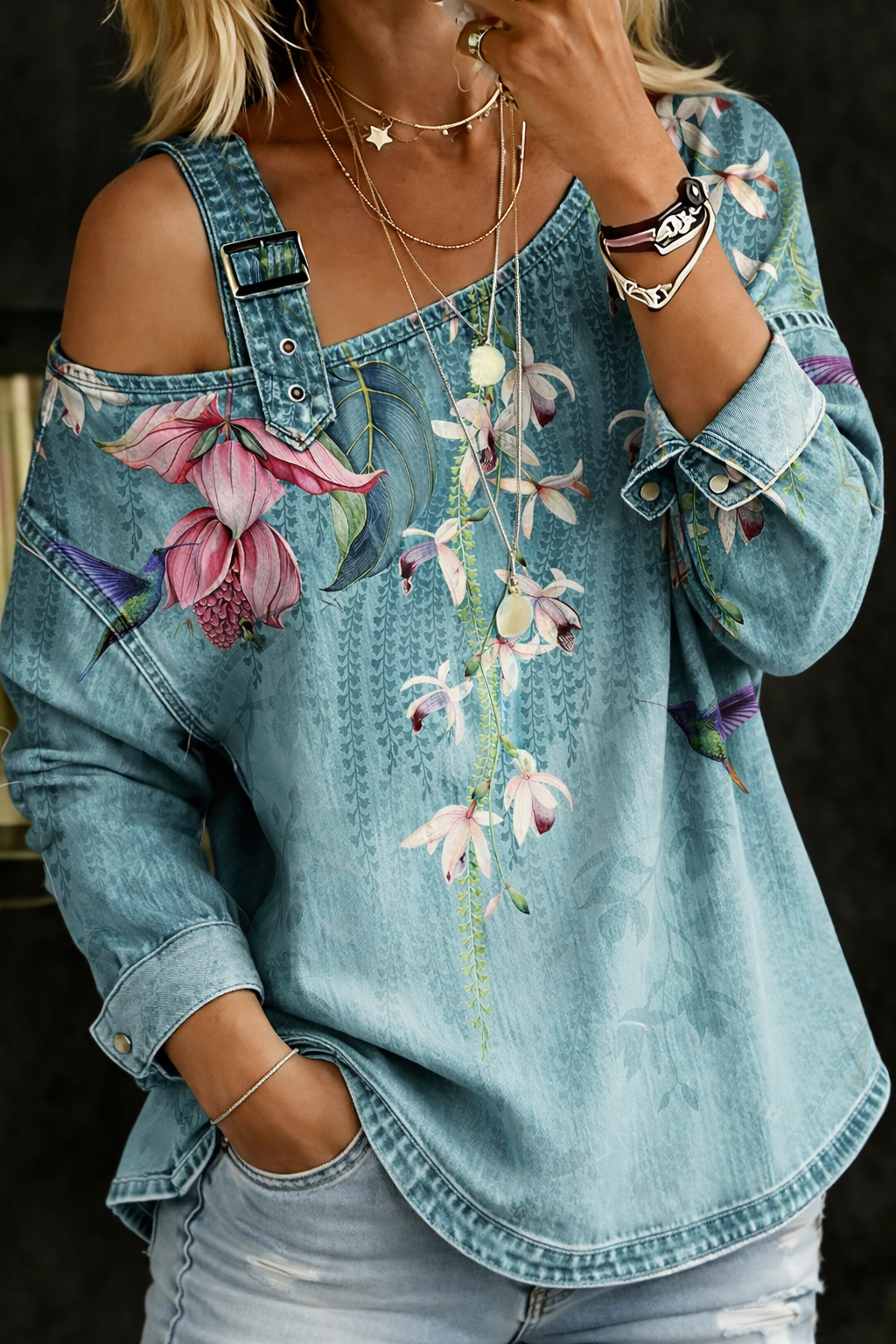Luna | Off Shoulder Denim Top