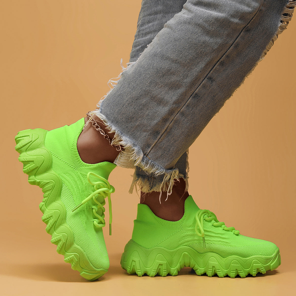 Robin | Orthopedic Slip-On Walking Shoes - Lime Green