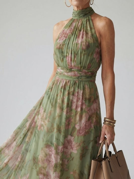 Emery | Gathered Halter Midi Dress