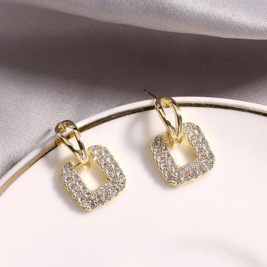 Square Crystal Drop Earrings