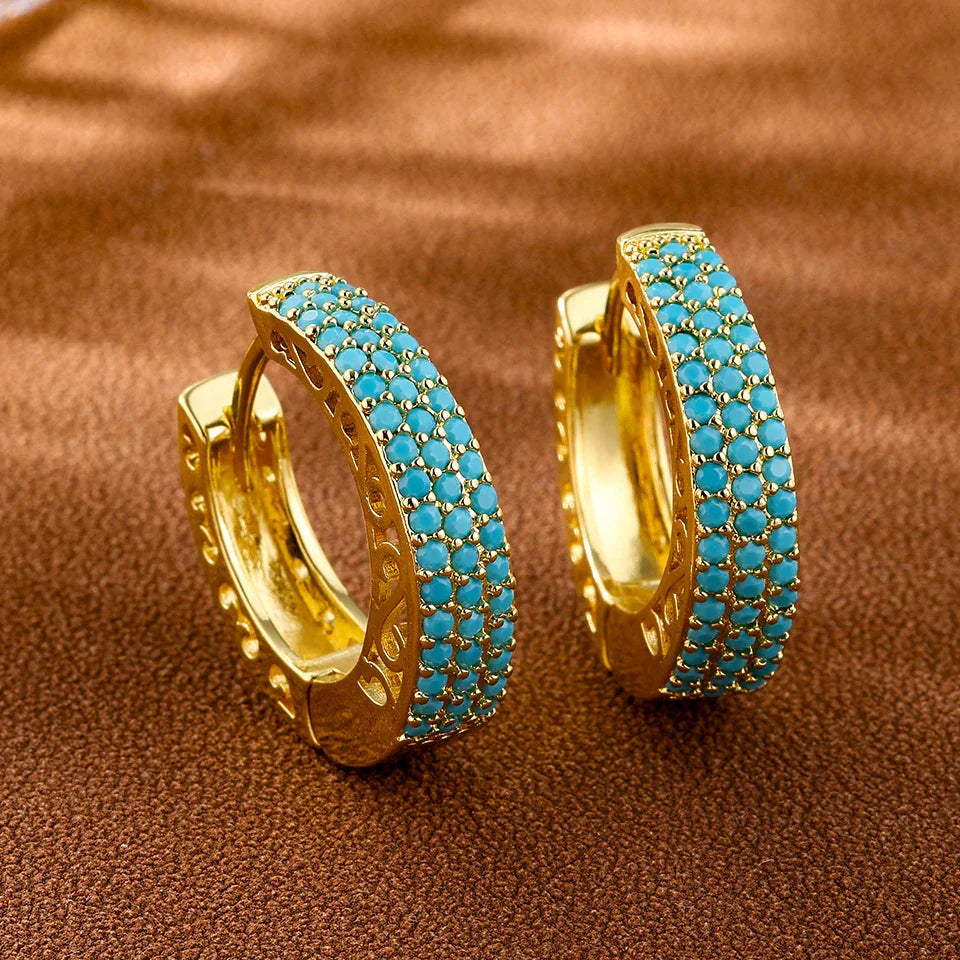 Turquoise Stone Hoops