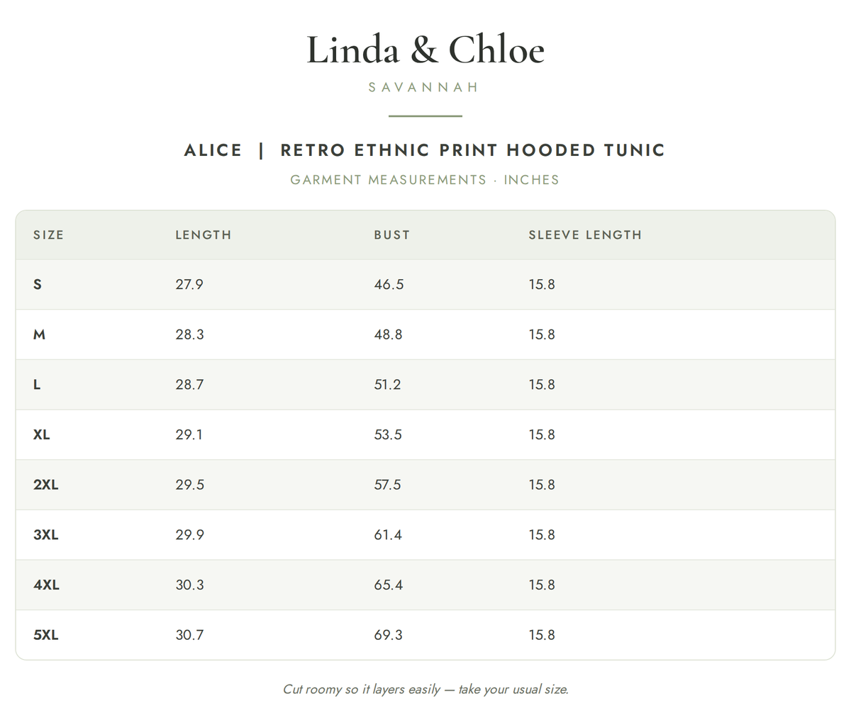 Size chart