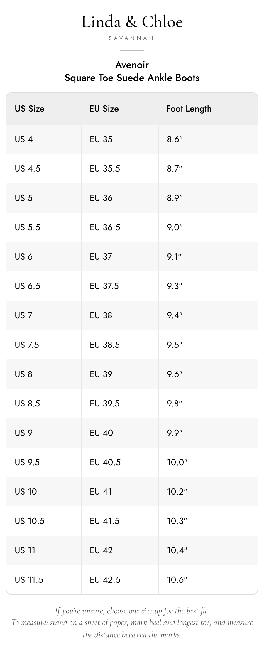 Size chart