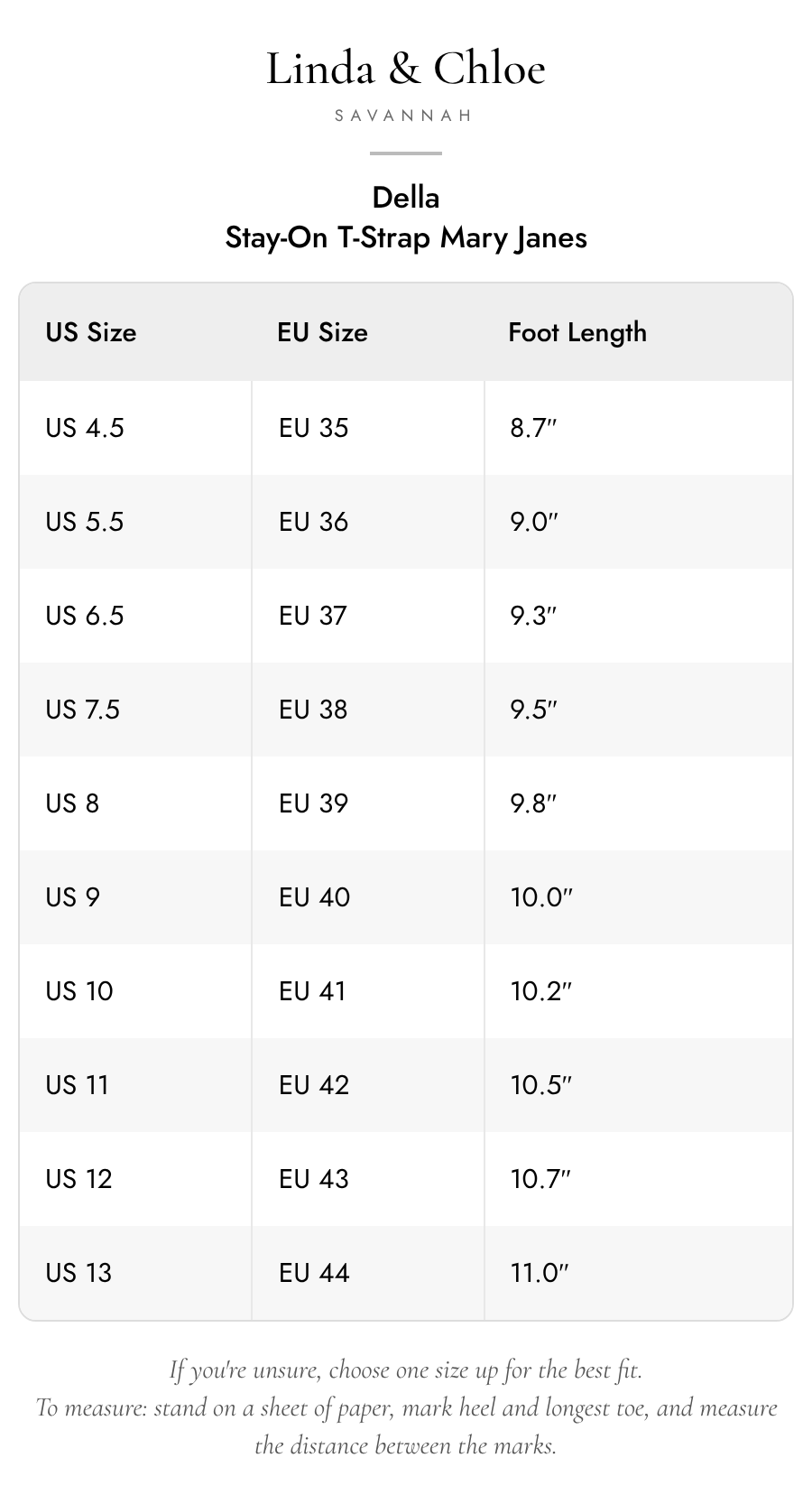 Size chart