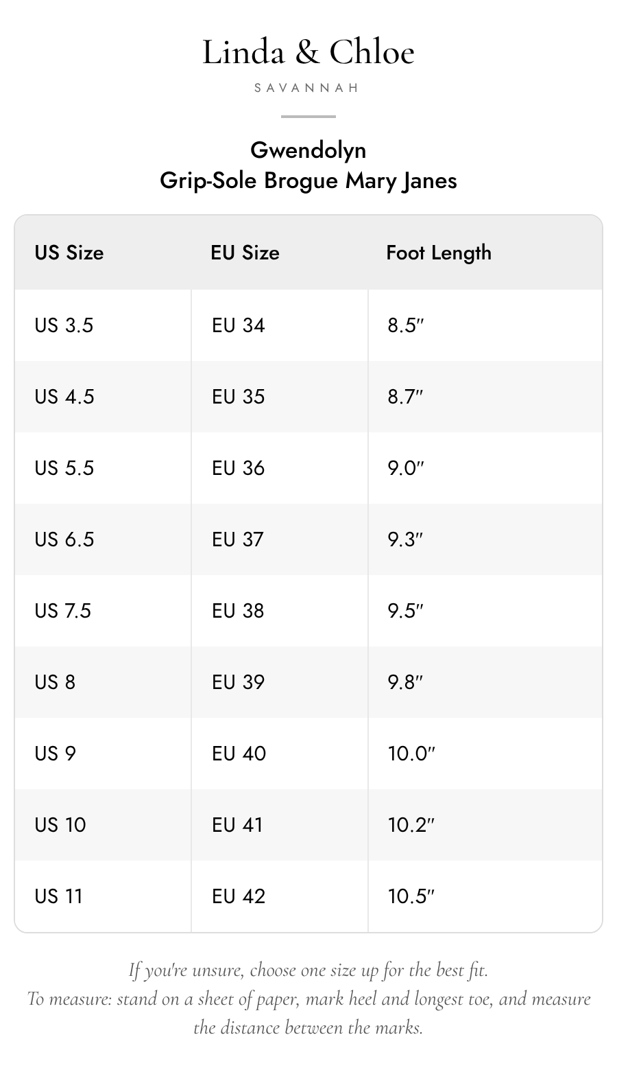 Size chart