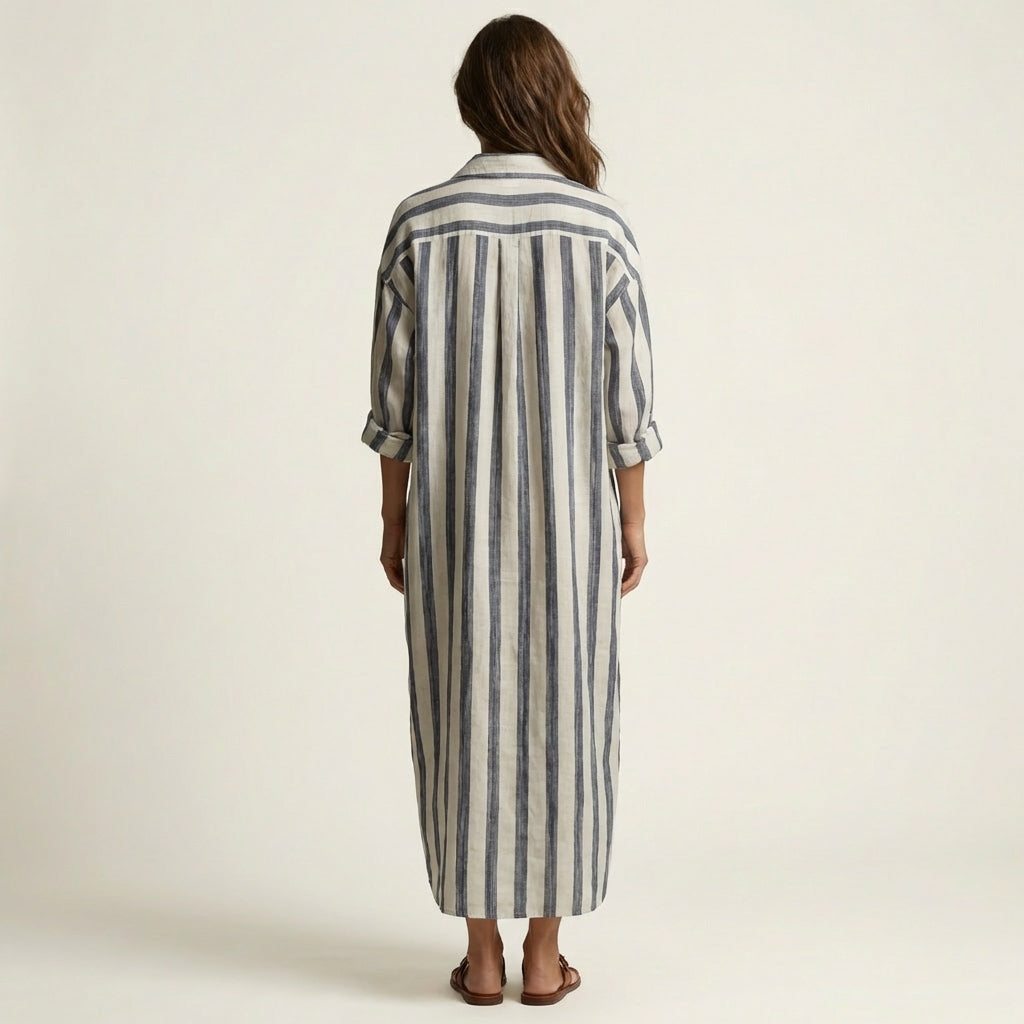 Carra | Striped Lapel Maxi Dress