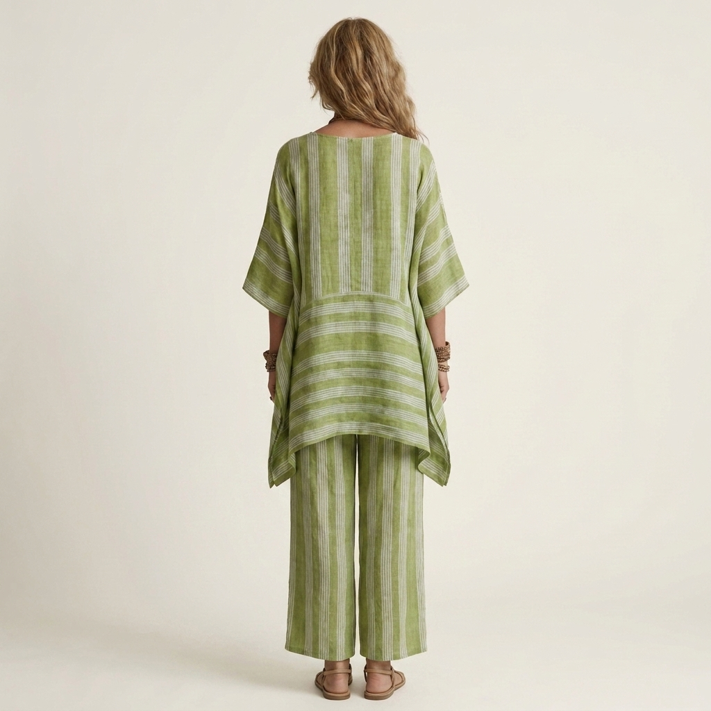 Kiara | Striped Cotton-Linen Set