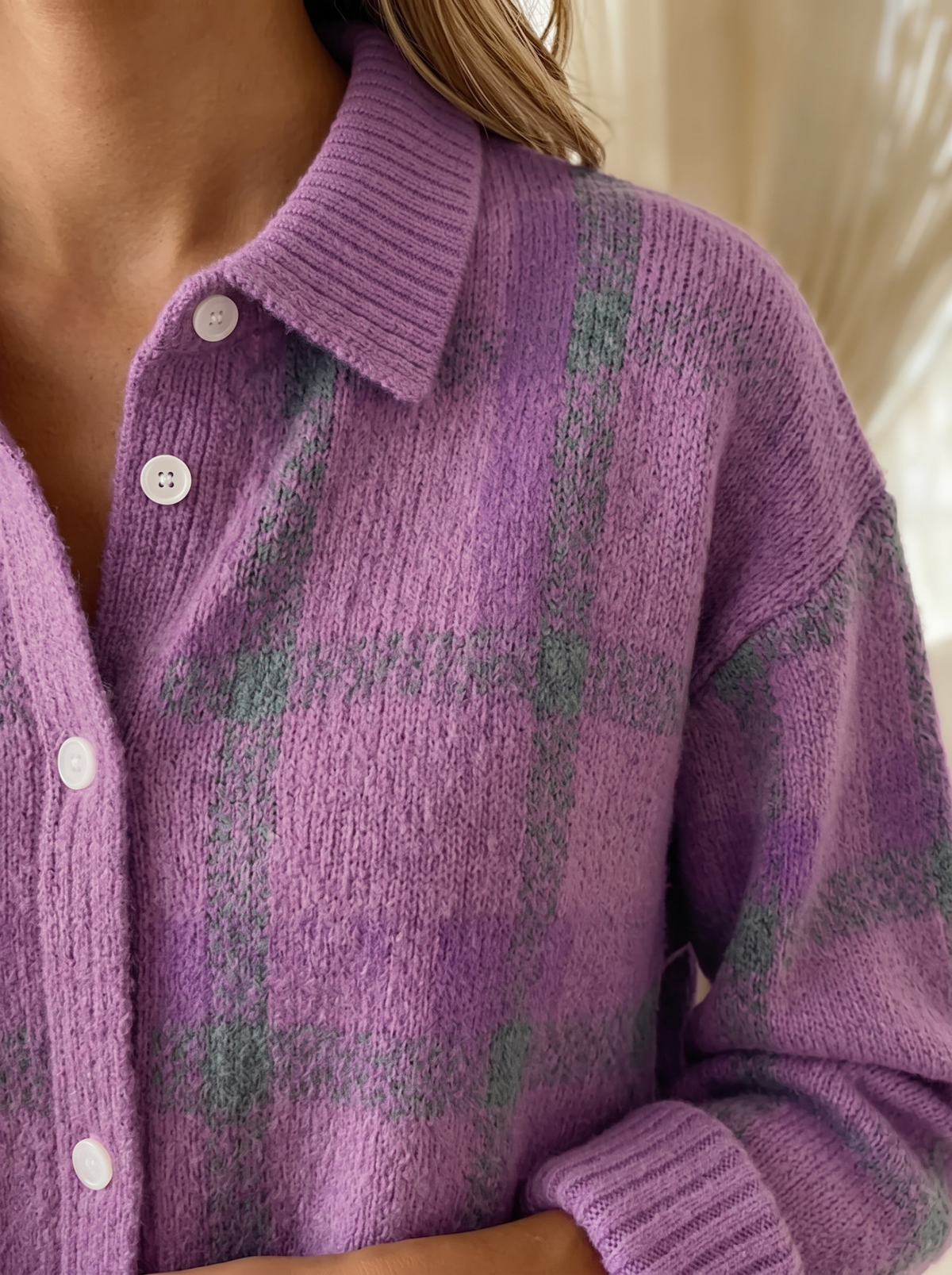 Velma | Relaxed Fit Checked Cardigan