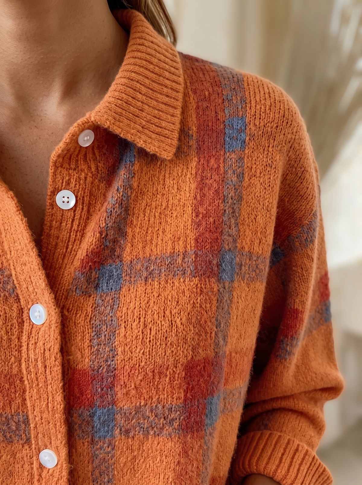 Sadie | Plaid Button-Up Knit Cardigan