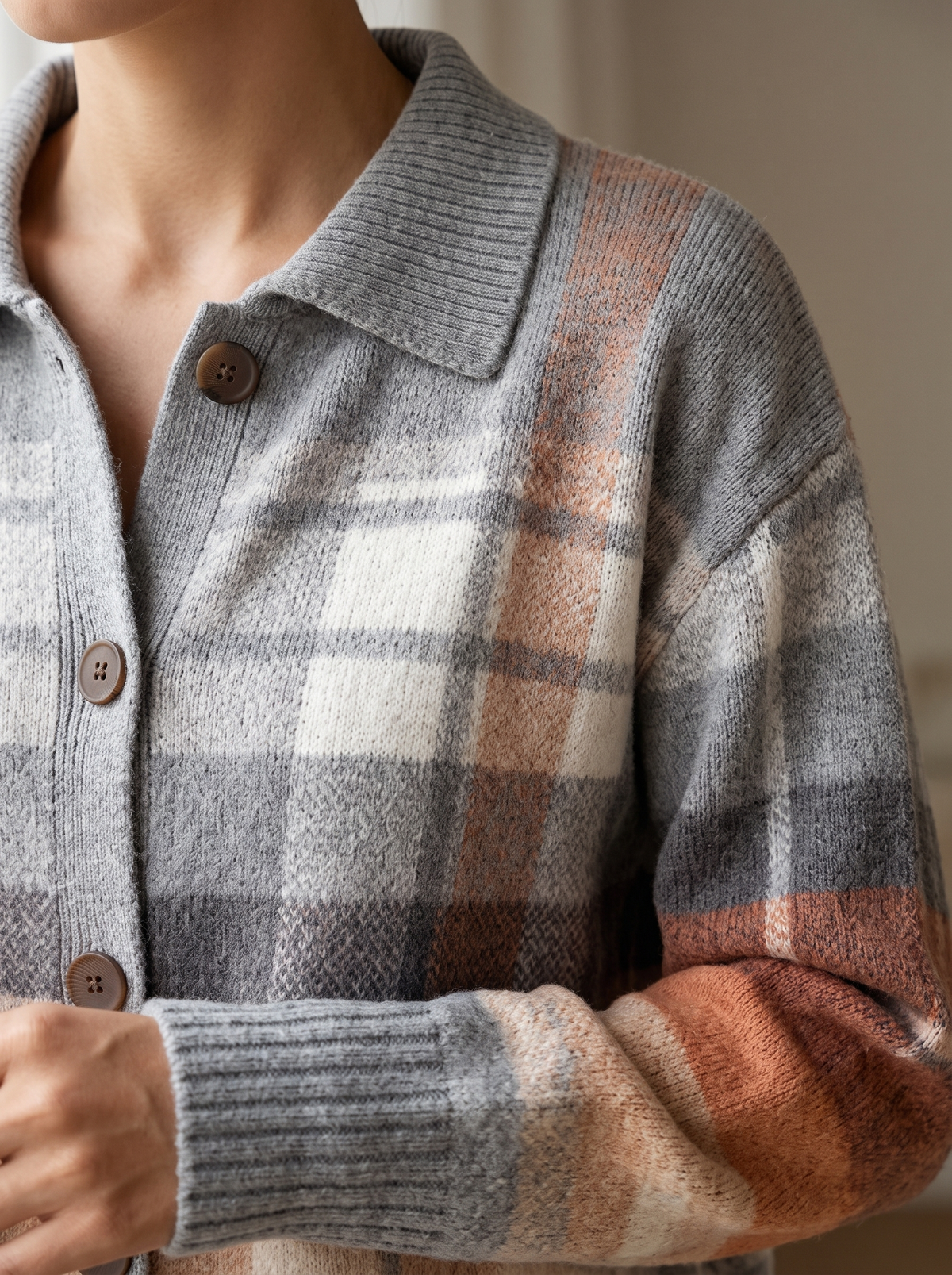 Zelda | Warm Ombre Plaid Cardigan