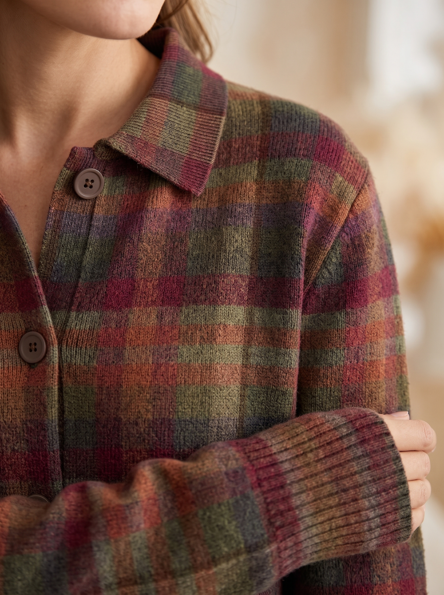Cornelia | Classic Plaid Knit Cardigan