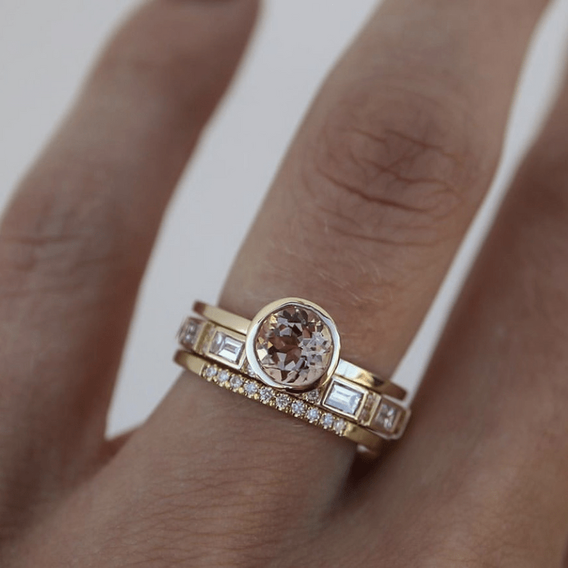 Gold Crystal Ring Set