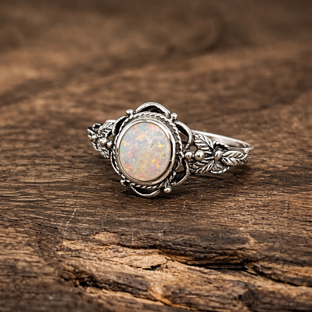 Vintage Opal Floral Ring