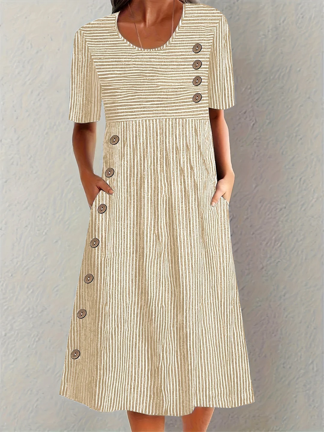 Marina | Elegant Striped Midi Dress