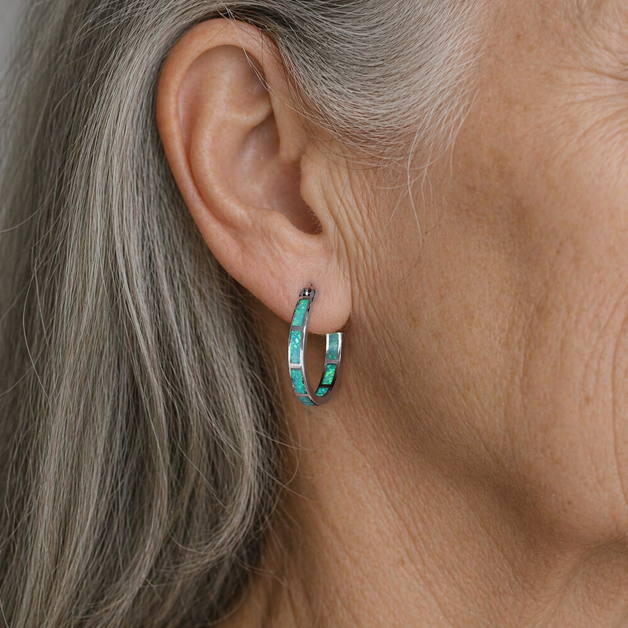 Blue Opal Hoops