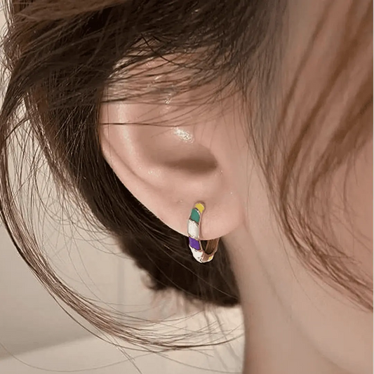 Golden Enamel Earrings