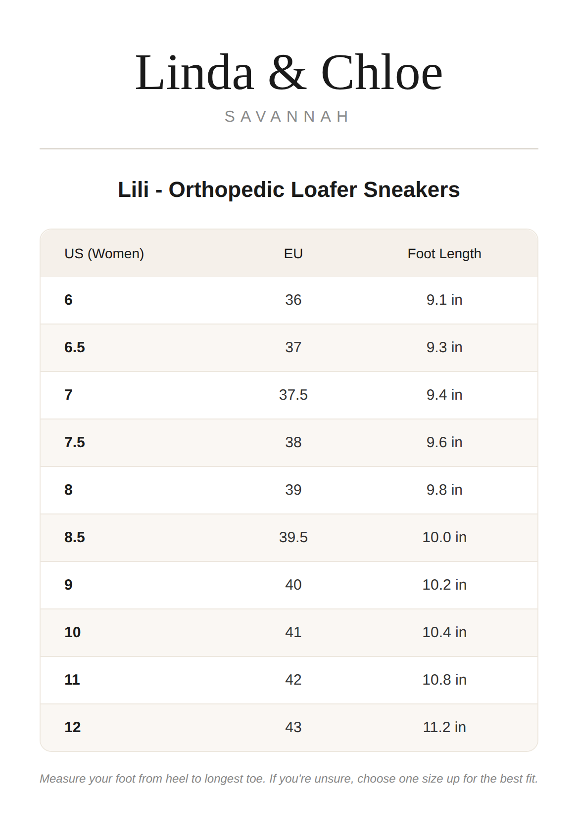 Size chart