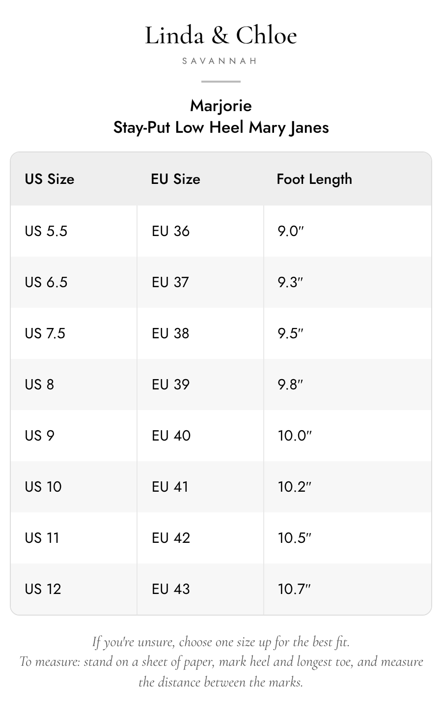 Size chart