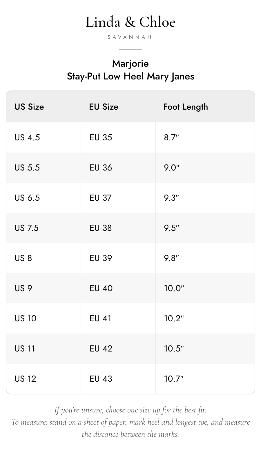 Size chart