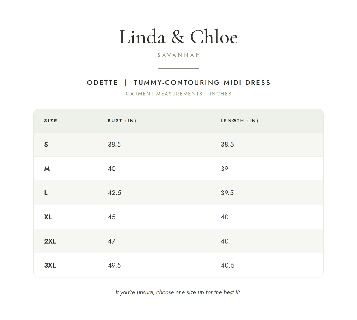Size chart