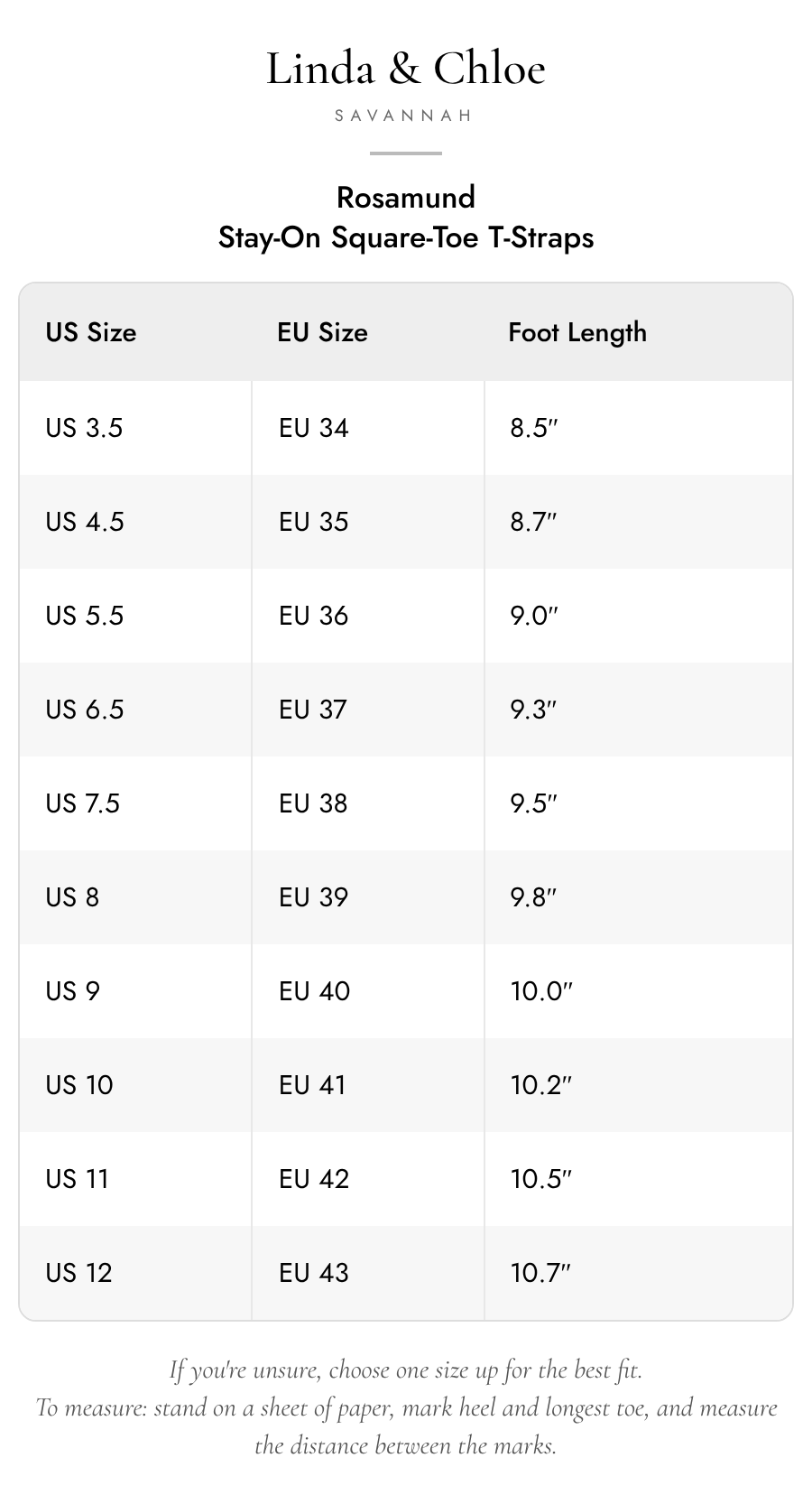 Size chart