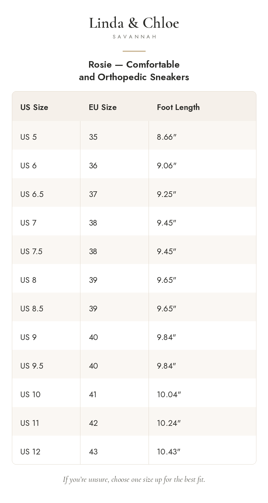 Size chart