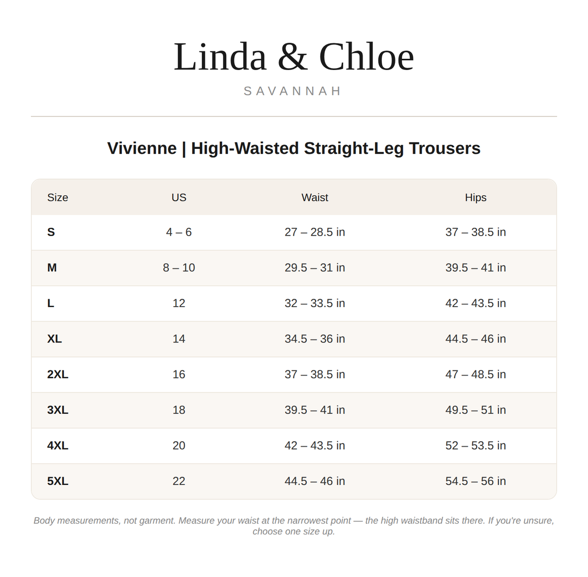 Size chart