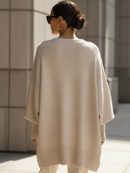 Janine | Oversized Draped Wide-Neck Sweater