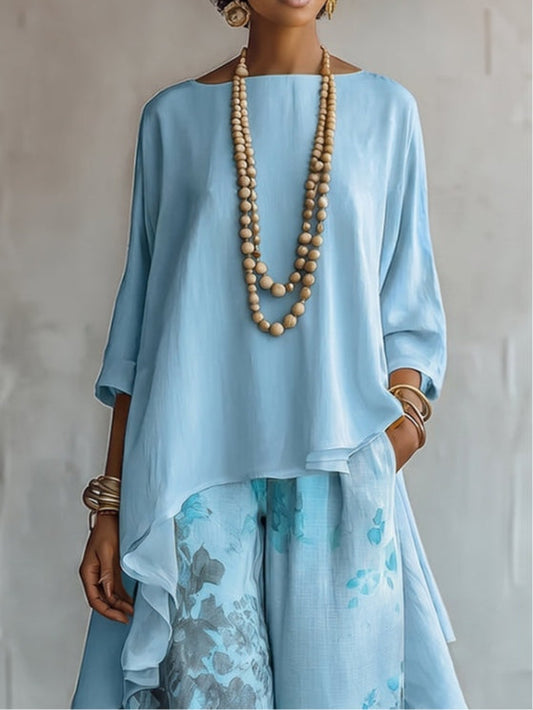 Saskia | Asymmetric Top & Wide-Leg Trouser Set