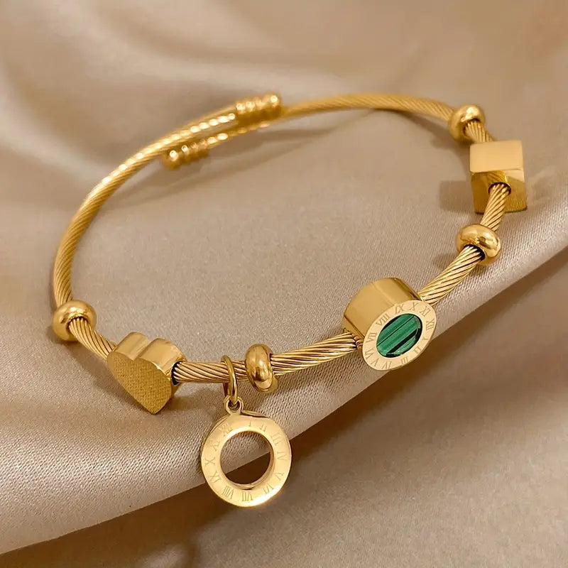 Emerald Glow Charm Bracelet