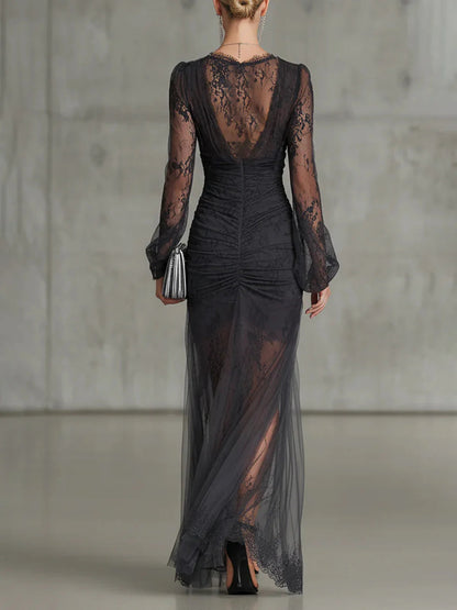 Vivienne | Lace Sheer Maxi Dress
