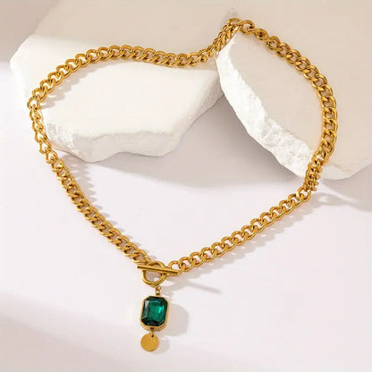 Emerald Crystal Gold Necklace