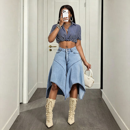 Eloise | Cropped Wide-Leg Jeans with Irregular Hem