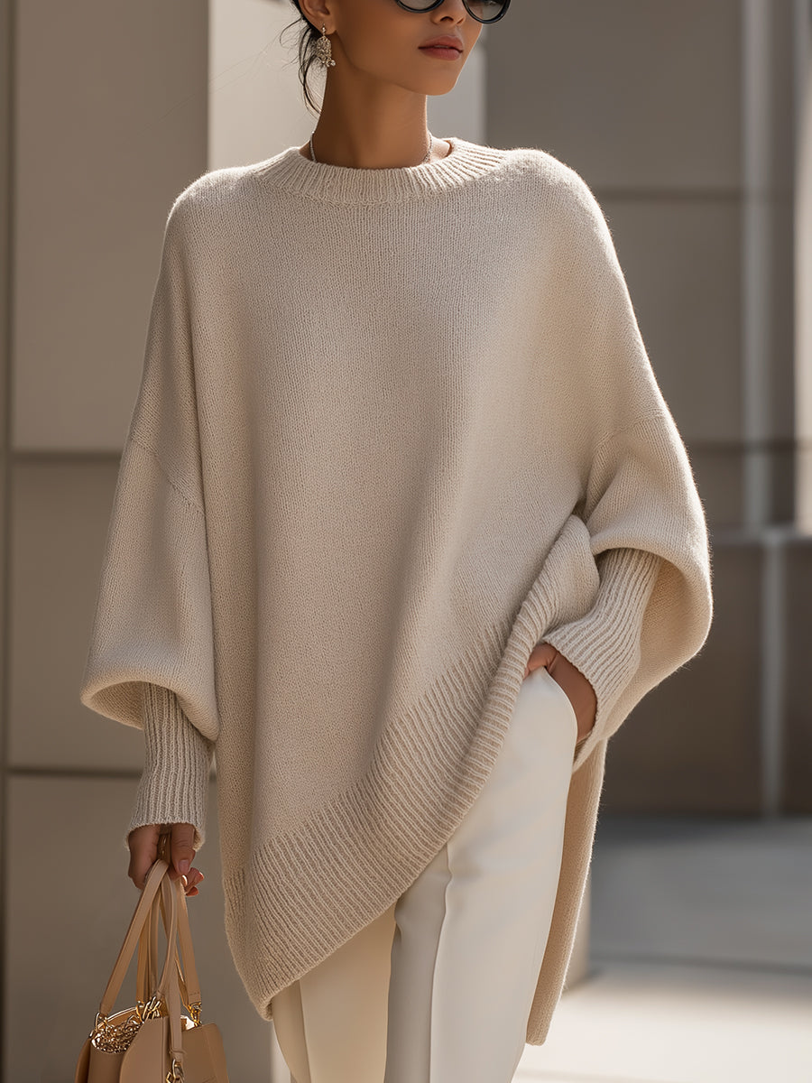 Janine | Oversized Draped Wide-Neck Sweater