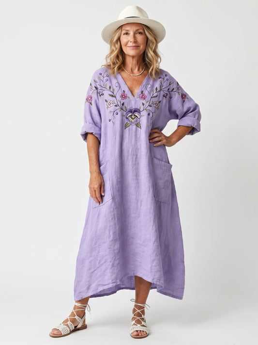 Tavi | Floral Embroidered Midi Dress