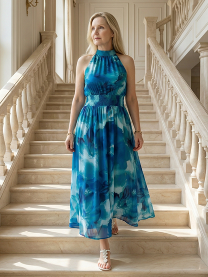 Drielle | Gathered Halter Midi Dress