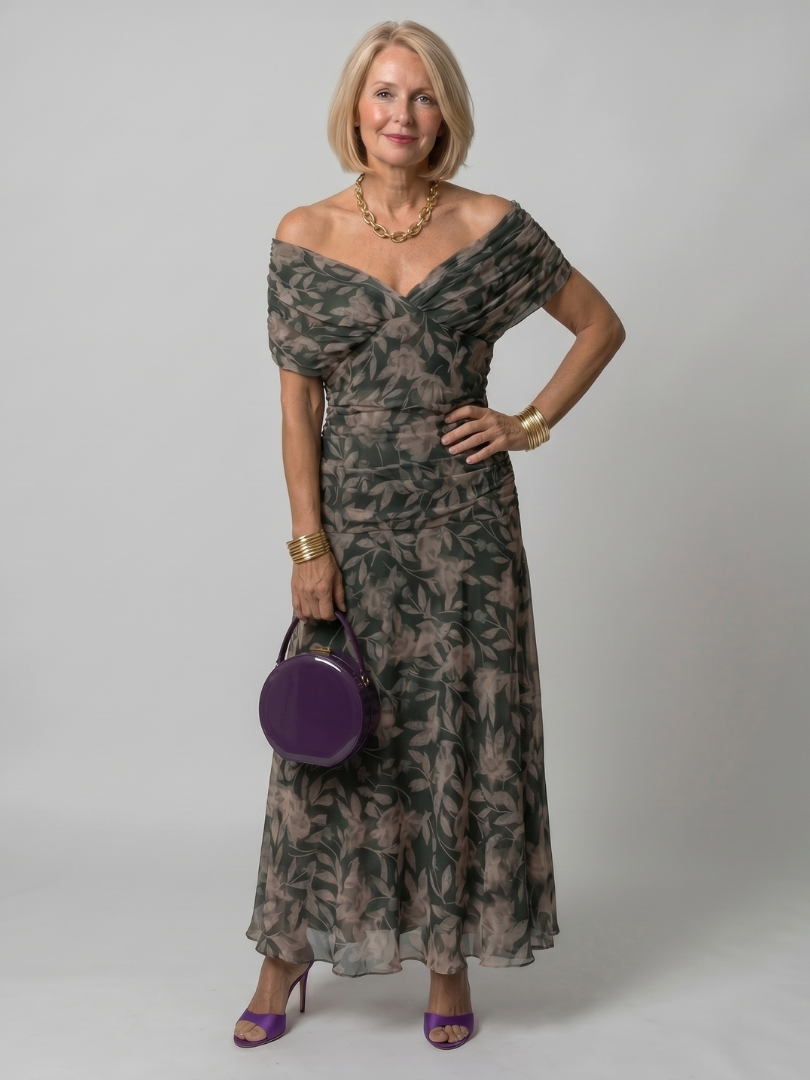 Vespia | Off Shoulder Flow Midi Dress