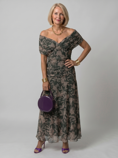 Vespia | Off Shoulder Flow Midi Dress